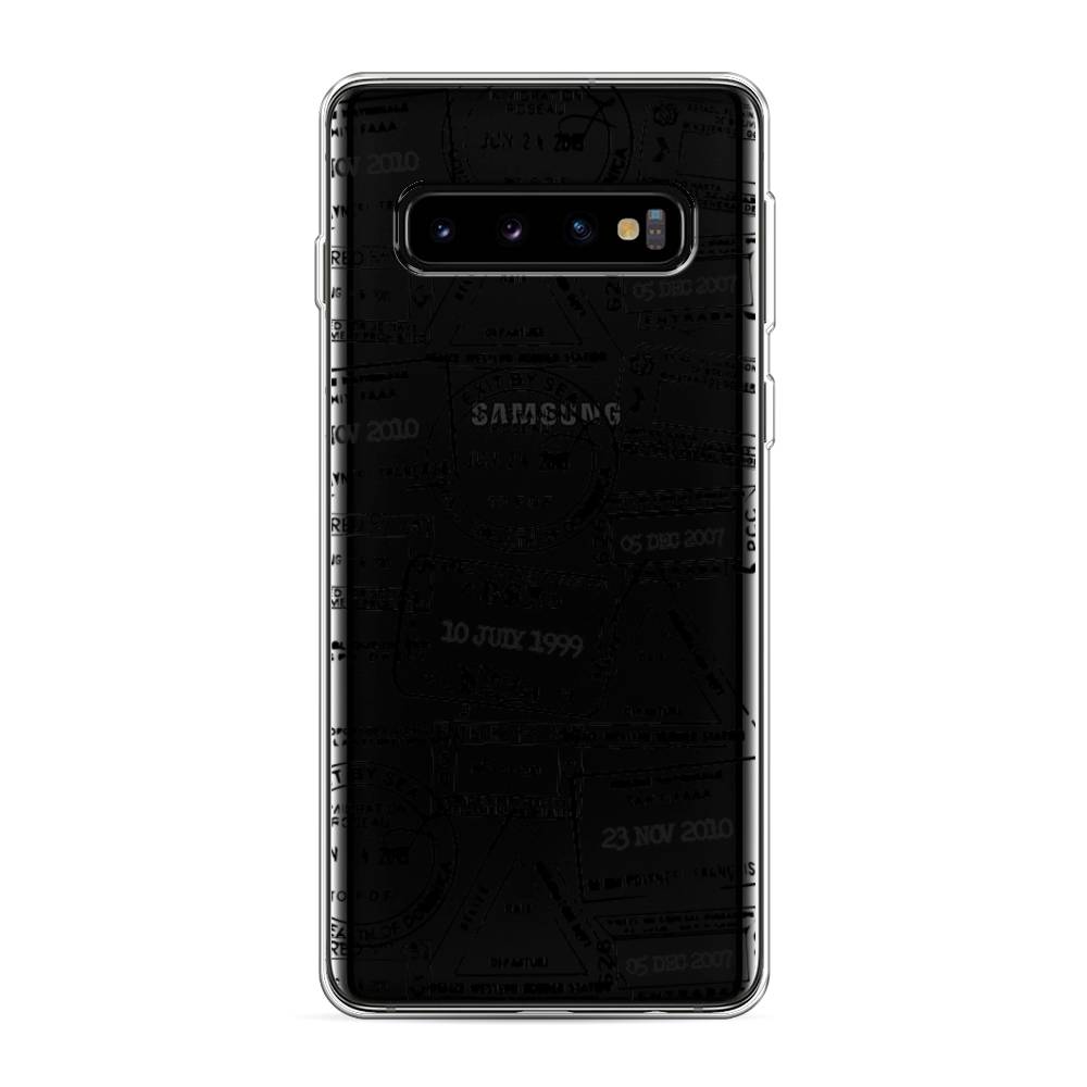 

Чехол на Samsung Galaxy S10 "Visa stamps 2", Белый;черный;серый, 27050-2