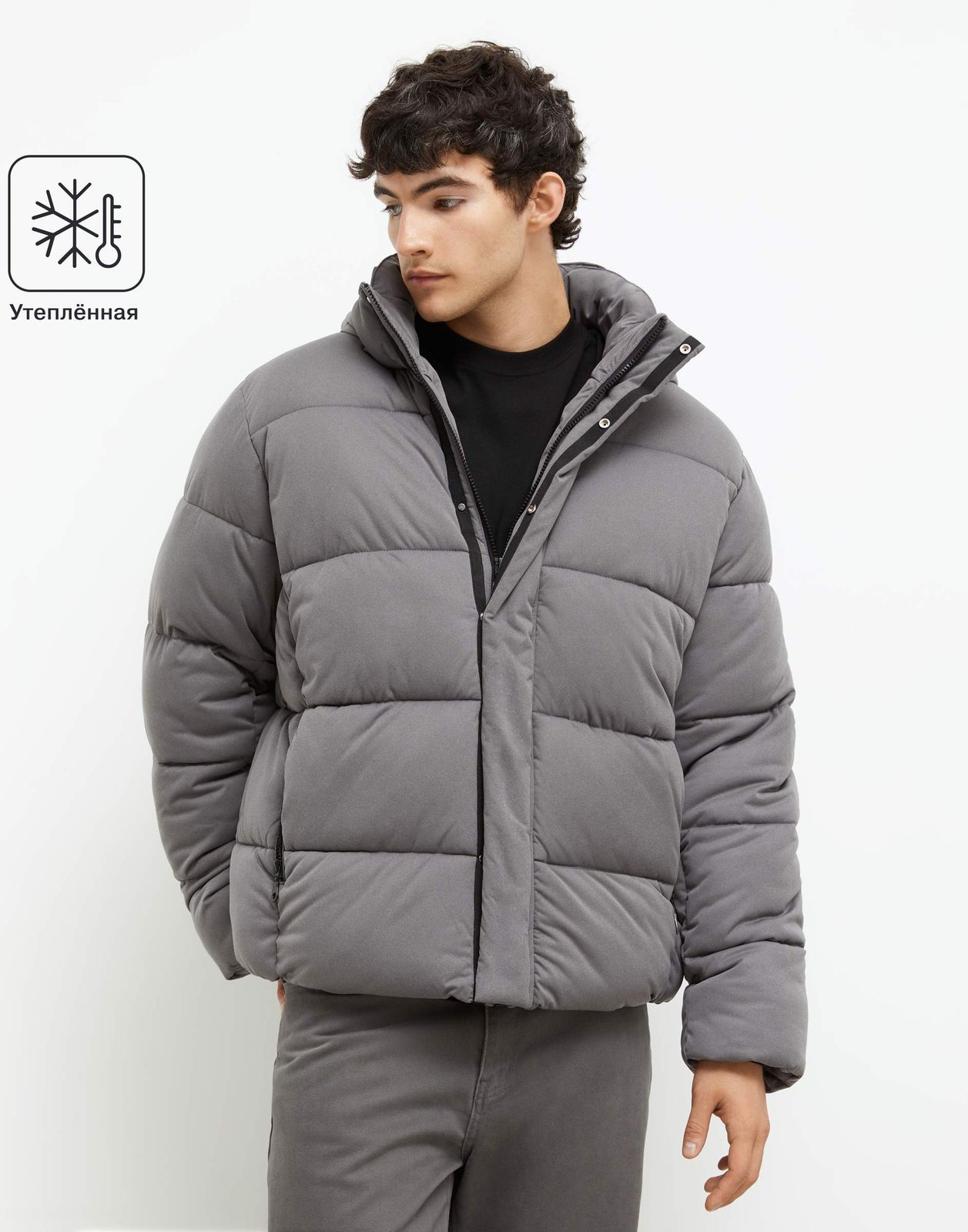 

Утепленная куртка мужская Gloria Jeans BOW001766 серый меланж XL/182, BOW001766