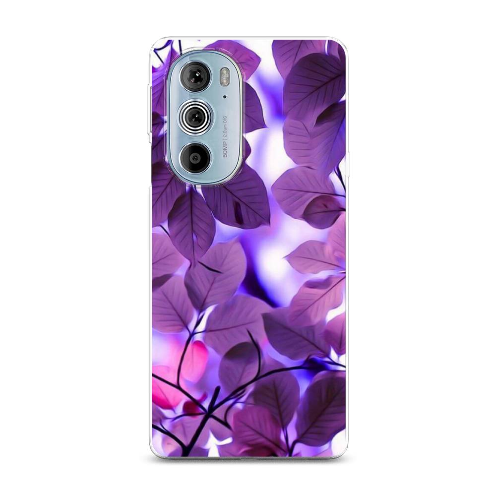 

Чехол на Motorola Edge 30 Pro "Сиреневые листики", Фиолетовый;голубой, 243350-2