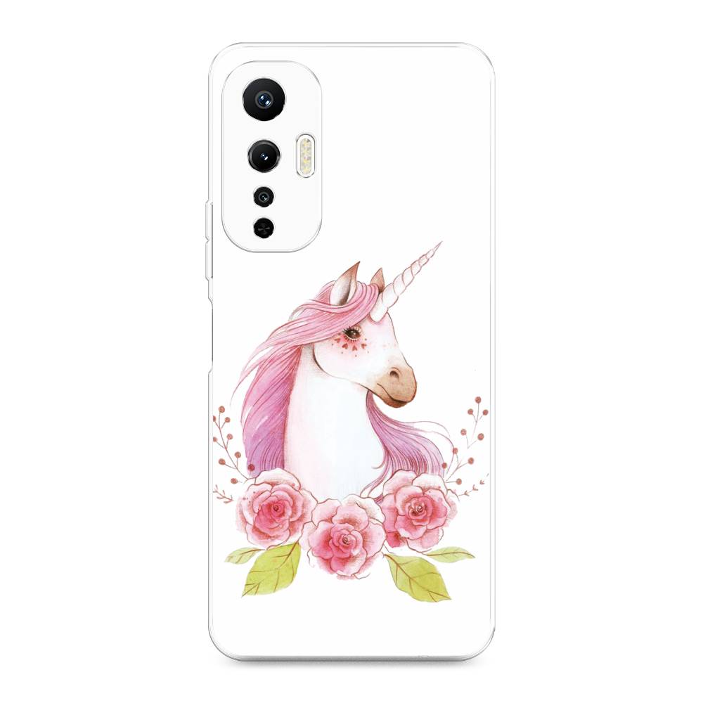 

Чехол на Infinix Hot 20S "Единорог цветы", Белый;розовый;серый, 3103650-1