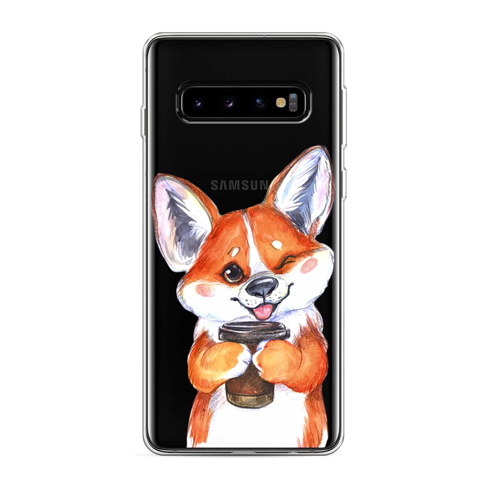 

Чехол на Samsung Galaxy S10 "Корги с кофе", Оранжевый;белый, 27050-4