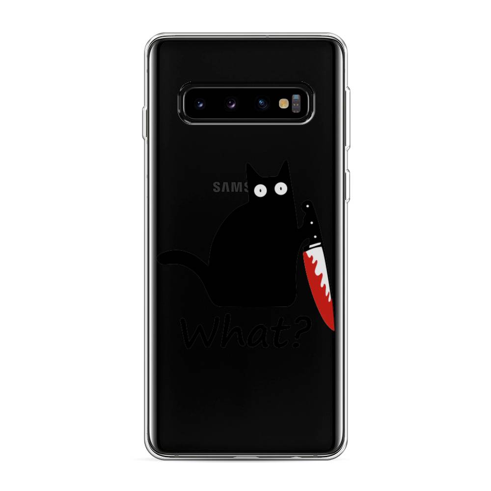 

Чехол на Samsung Galaxy S10 "Котик с ножом", Черный;красный, 27050-6