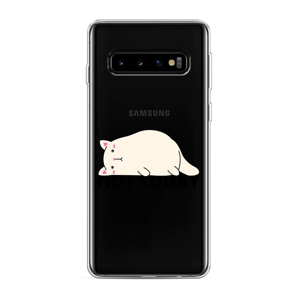 

Чехол на Samsung Galaxy S10 "Cat not today", Белый;розовый;черный, 27050-1