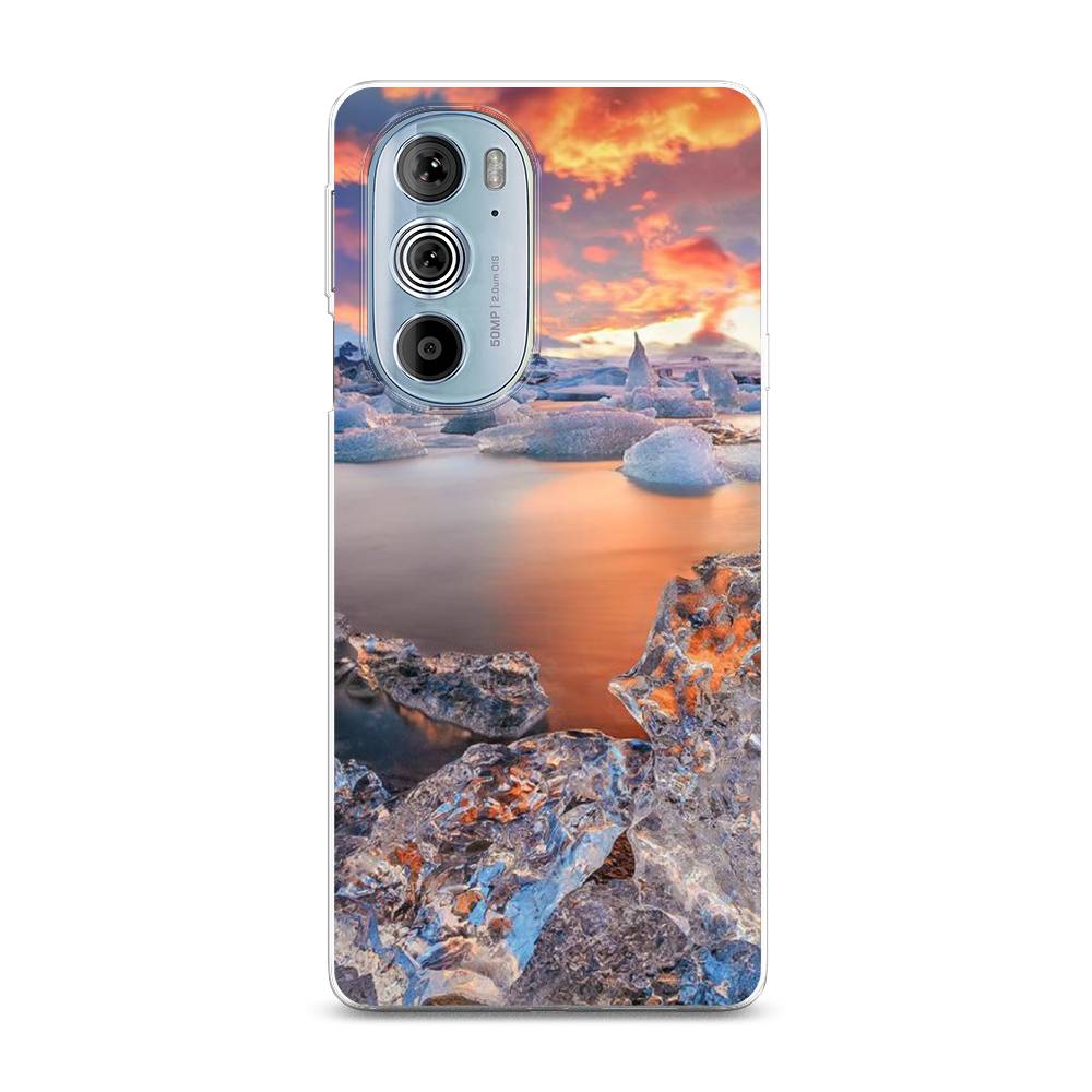

Чехол на Motorola Edge 30 Pro "Ледники", Синий;оранжевый, 243350-2