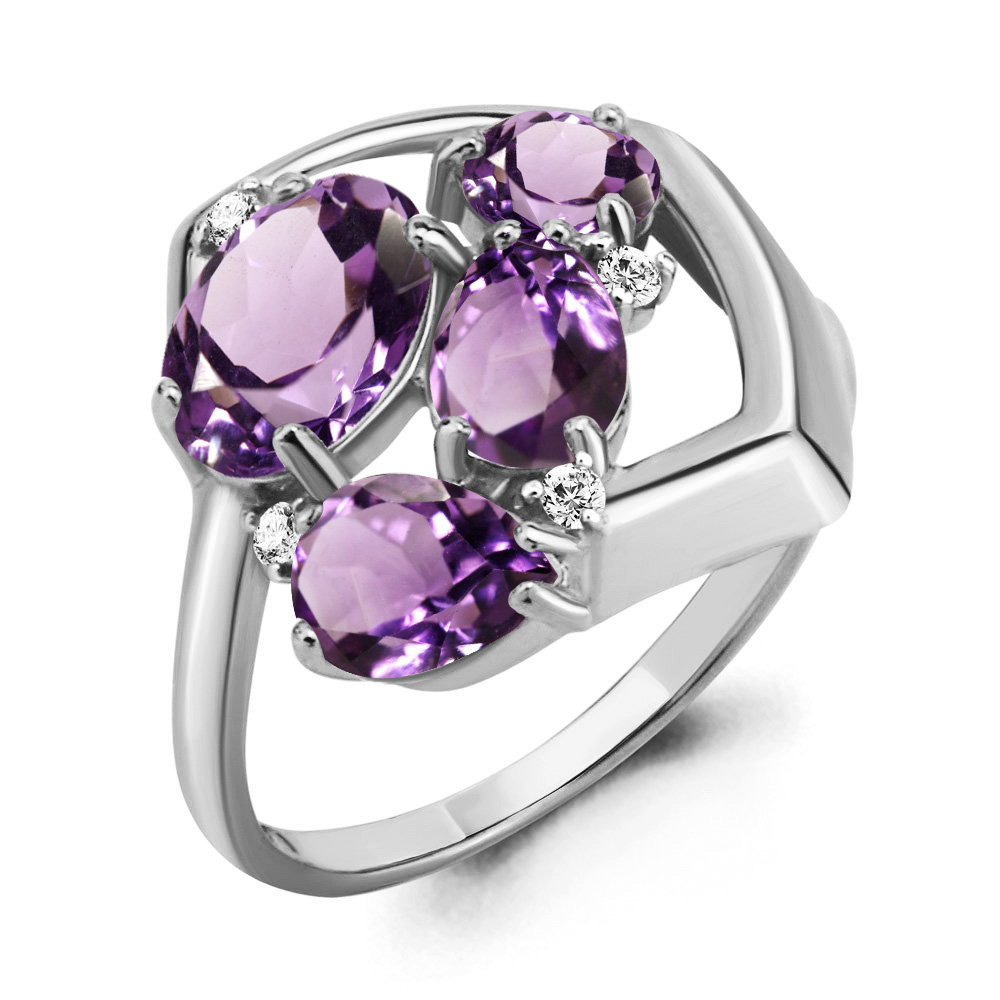 

Кольцо из серебра с аметистом\фианитом Aquamarine Aquamarine 6905604А_925_р р. 18,5, 6905604А_925_р