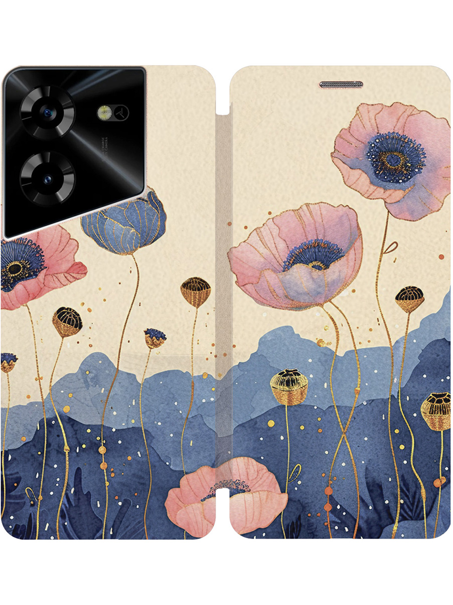 

Чехол-книжка на Tecno Pova 5 с принтом "Восхитительные цветочки" золотой, 772627522
