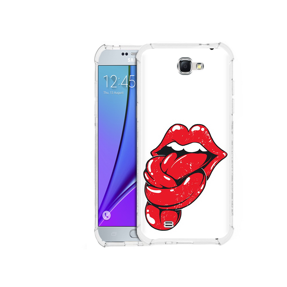 

Чехол MyPads Tocco для Samsung Galaxy Note 2 яркие губы с языком (PT29983.561.705), Прозрачный, Tocco