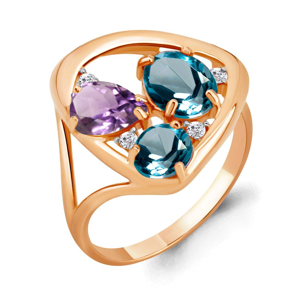 

Кольцо из серебра с аметистом\топазом Aquamarine Aquamarine 6905432А_925_з р. 18,5, 6905432А_925_з
