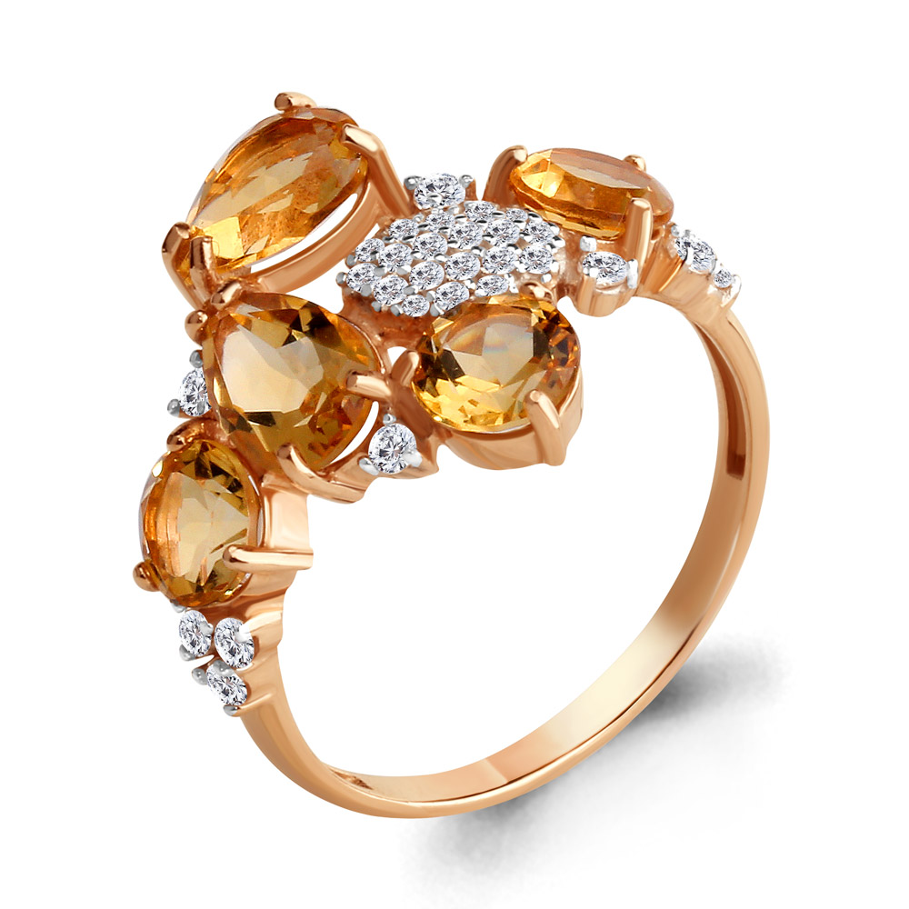 

Кольцо из серебра с цитрином\фианитом Aquamarine Aquamarine 6905306А_925_з р, 6905306А_925_з
