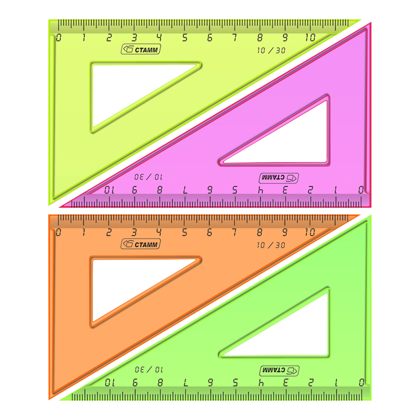 

Треугольник Стамм Neon 10 см в ассортименте, Прозрачный;разноцветный