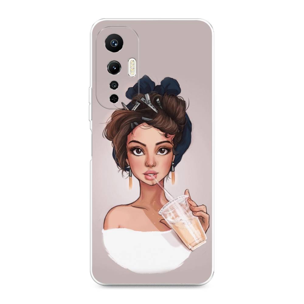 

Чехол на Infinix Hot 20S "Девушка с фраппе", Серый, 3103650-6