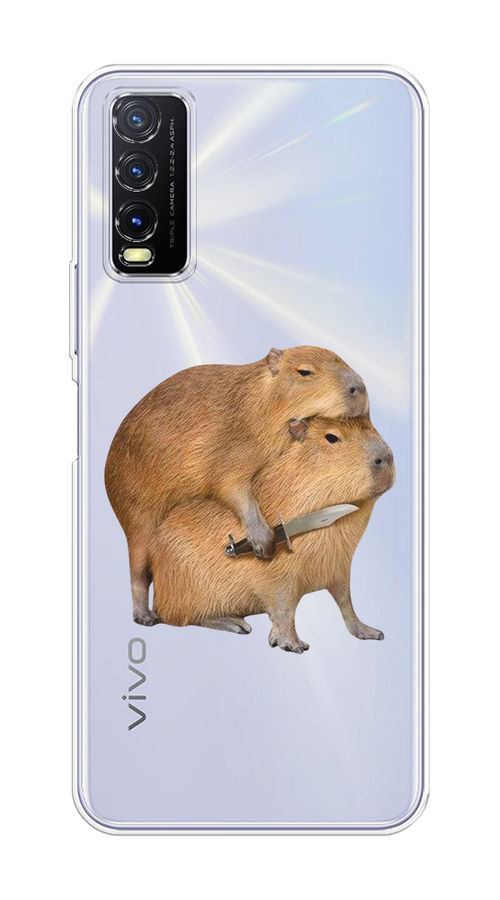 

Чехол на Vivo Y20 "Капибара с ножом", Бежевый, 263650-1