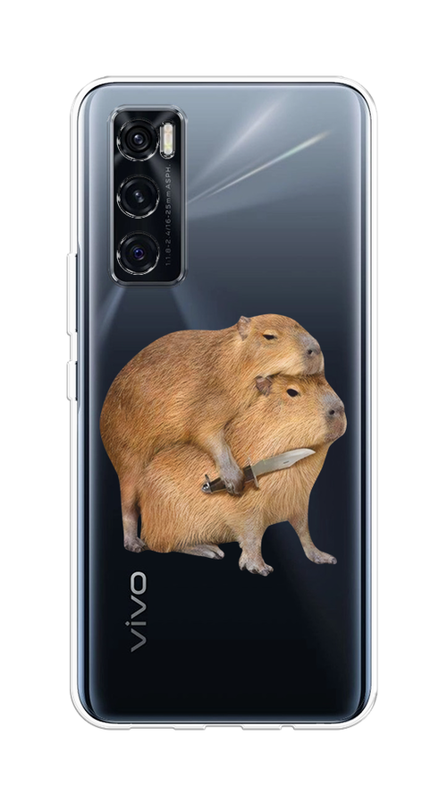 

Чехол на Vivo V20 SE "Капибара с ножом", Бежевый, 263550-1