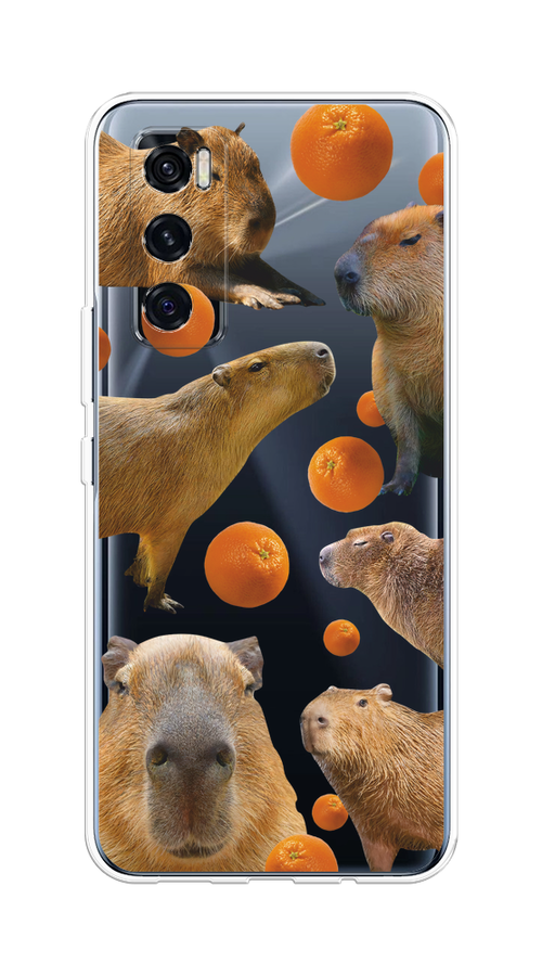 

Чехол на Vivo V20 SE "Капибара и апельсины", Бежевый;оранжевый, 263550-1