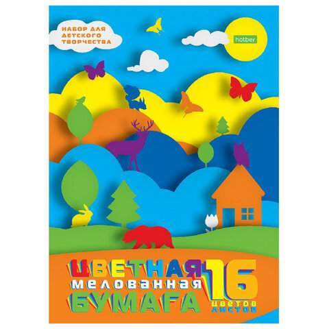 

Цветная бумага Hatber 106553, A4, набор 16 листов, 16 цветов (10 наборов)