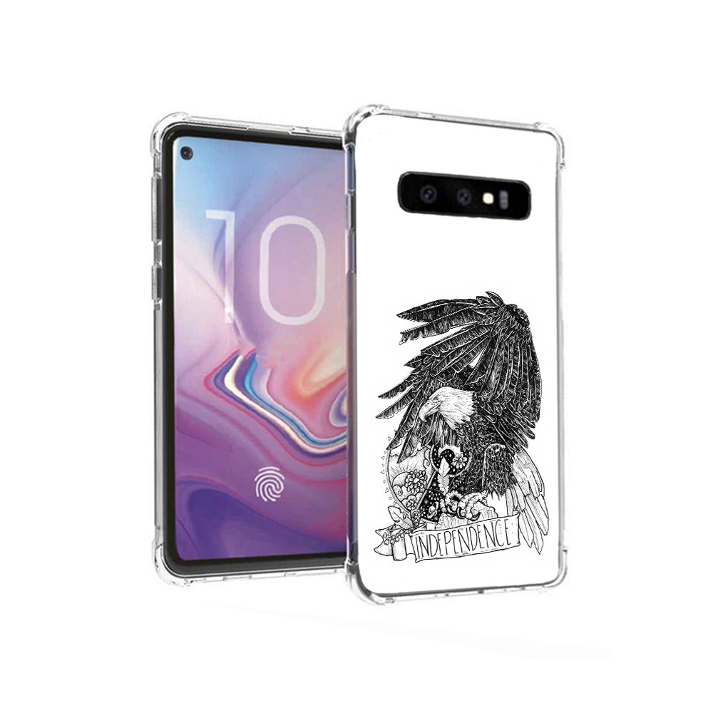 

Чехол MyPads Tocco для Samsung Galaxy S10 черно белый сокол (PT125897.498.688), Прозрачный, Tocco