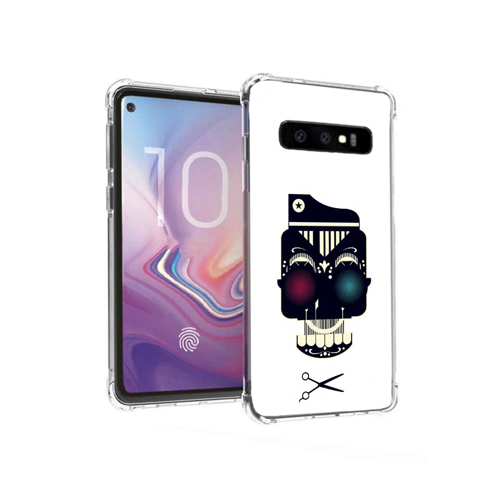 

Чехол MyPads Tocco для Samsung Galaxy S10 черно белый скелет с яркими глазами, Прозрачный, Tocco