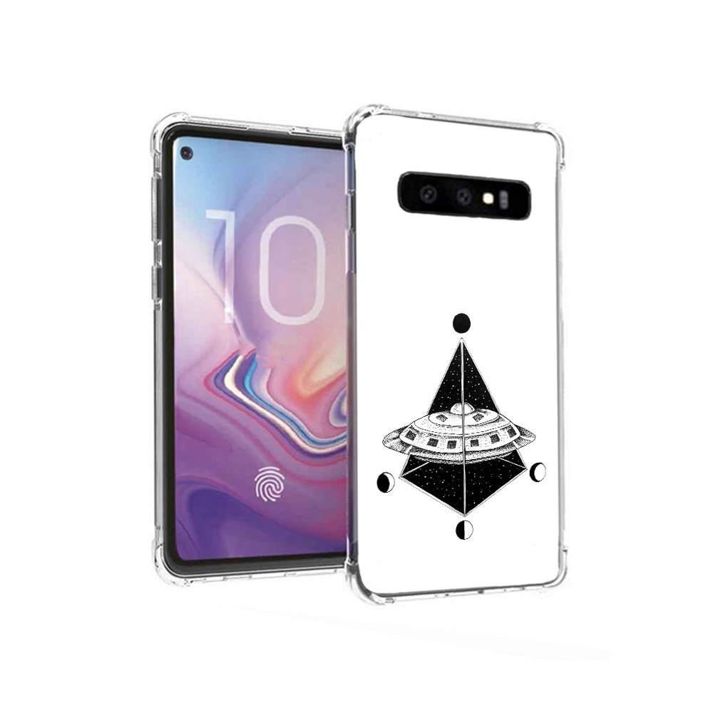 

Чехол MyPads Tocco для Samsung Galaxy S10 черно белая летающая тарелка (PT125897.498.679), Прозрачный, Tocco
