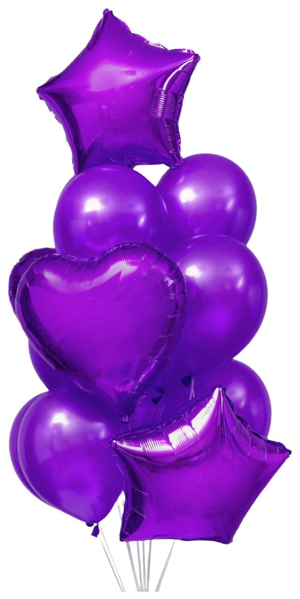 Букет из шаров «Сердца и звёзды», латекс, фольга, набор 14 шт., цвет фиолетовый шар leti латекс пастель 12 фиолетовый набор 500 шт