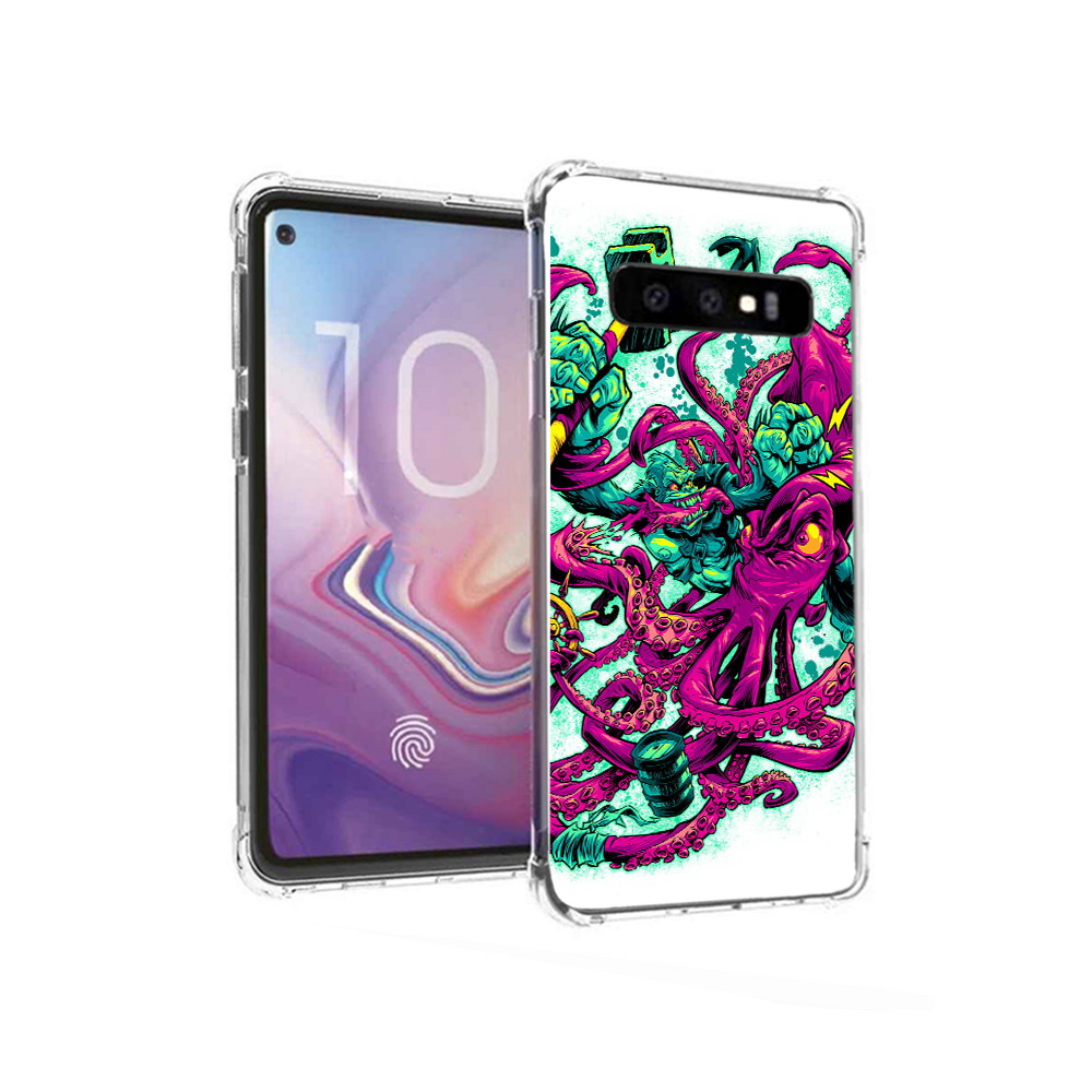 

Чехол MyPads Tocco для Samsung Galaxy S10 фиолетовый кракен (PT125897.498.657), Прозрачный, Tocco