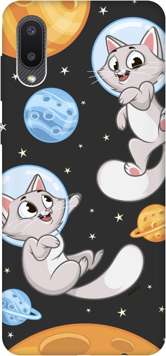 

Матовый чехол на Samsung Galaxy A02 "CosmoCats" черный, Черный;серый, 2493