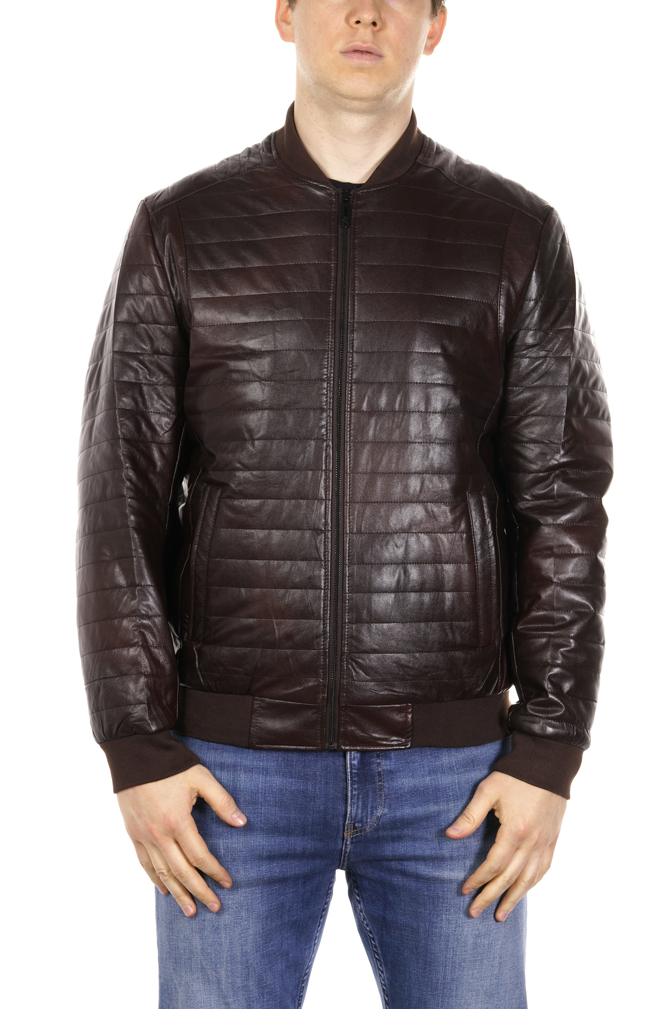 

Кожаная куртка мужская МОСМЕХА 8021947 коричневая 44 RU, 8021947