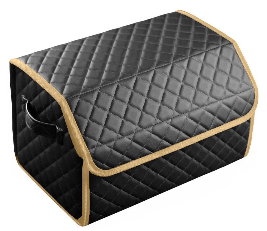 

Сумка органайзер в багажник черная с серой нитью ViceCar (бежевый кант) с лого MINI, Черный;бежевый, VC017