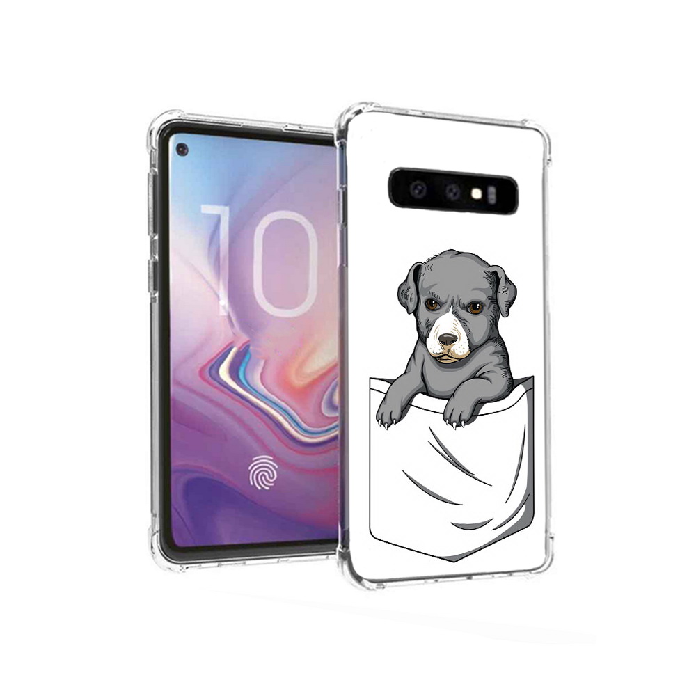 

Чехол MyPads Tocco для Samsung Galaxy S10 собачка в кармане (PT125897.498.611), Прозрачный, Tocco