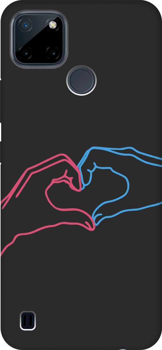 

Матовый чехол на Realme C21Y "Fall in Love" черный, Черный;голубой, 4888