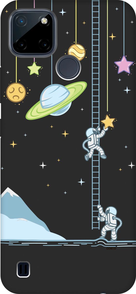 

Матовый чехол на Realme C21Y "Ladder into Space" черный, Черный;белый, 4888