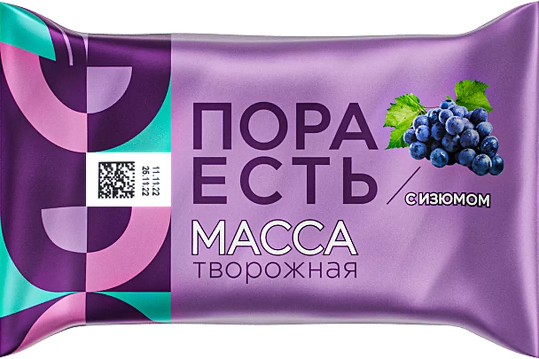 Масса творожная Пора есть с изюмом, 10%, 150 г