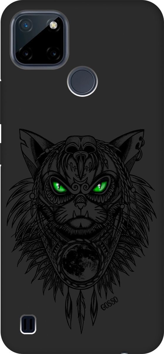 

Матовый чехол на Realme C21Y "Shaman Cat" черный, Черный;зеленый, 4888