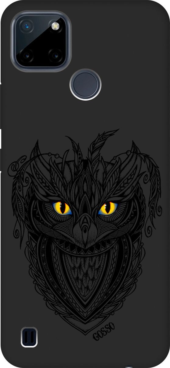 

Матовый чехол на Realme C21Y "Grand Owl" черный, Черный;голубой, 4888