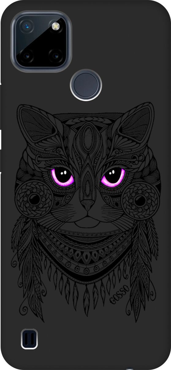 

Матовый чехол на Realme C21Y "Grand Cat" черный, Черный;розовый, 4888