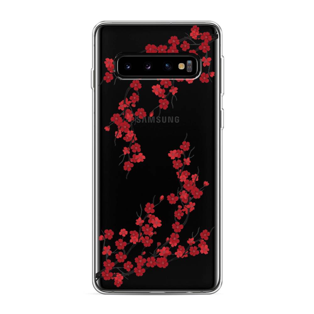 

Чехол на Samsung Galaxy S10 "Красная сакура", Красный;черный, 27050-2