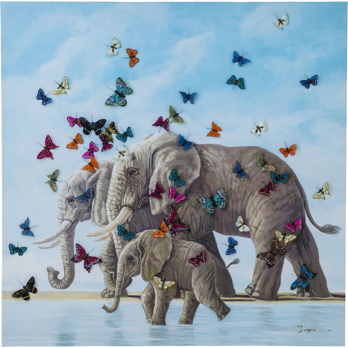 

Картина KARE Design коллекция Elefants with Butterflys 120х120х4 см, Elefants with Butterflys