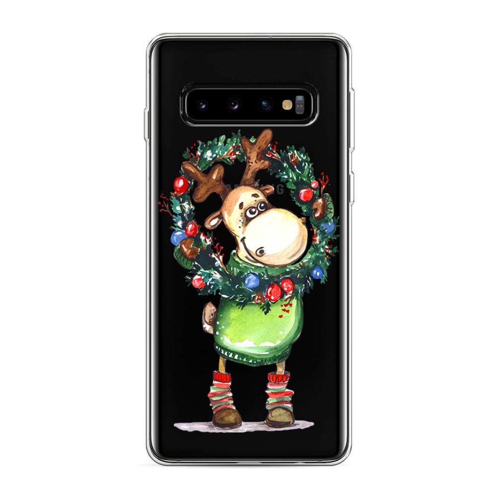 

Чехол на Samsung Galaxy S10 "Олень с новогодним венком", 27050-4