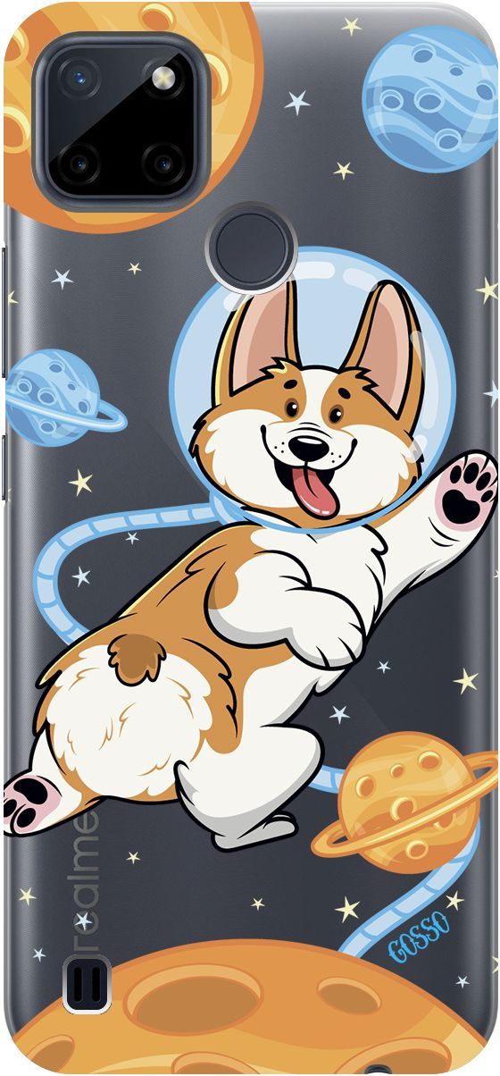 

Силиконовый чехол на Realme C21Y "CosmoCorgi" прозрачный, Прозрачный;коричневый, 4887