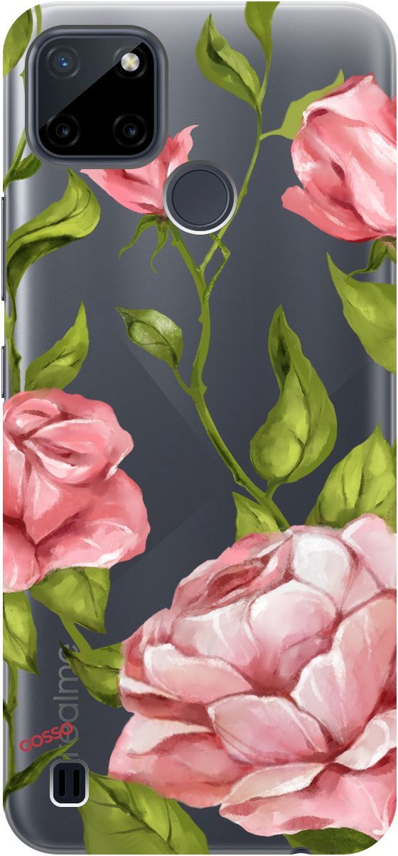 

Силиконовый чехол на Realme C21Y "Amazing Roses" прозрачный, Прозрачный;белый, 4887