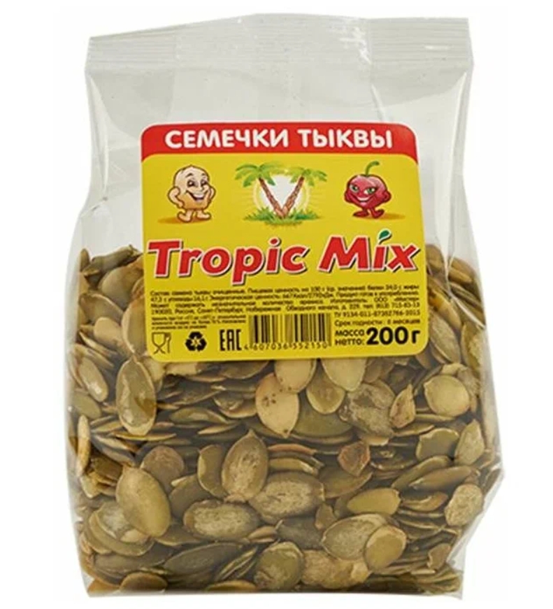 Семечки Tropic Mix тыквенные, очищенные, 200 г