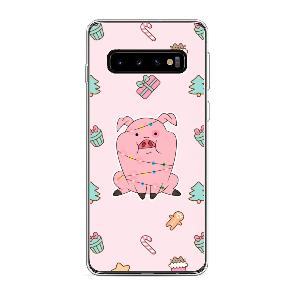 

Чехол на Samsung Galaxy S10 "Розовая свинка", Розовый;зеленый, 27050-5