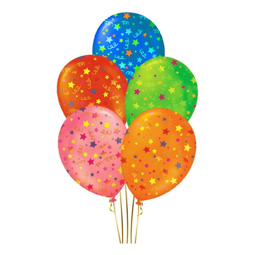 Купить Воздушные шары Fiolento Friendly Birthday с ярким принтом латекс разноцветные 5 шт,
