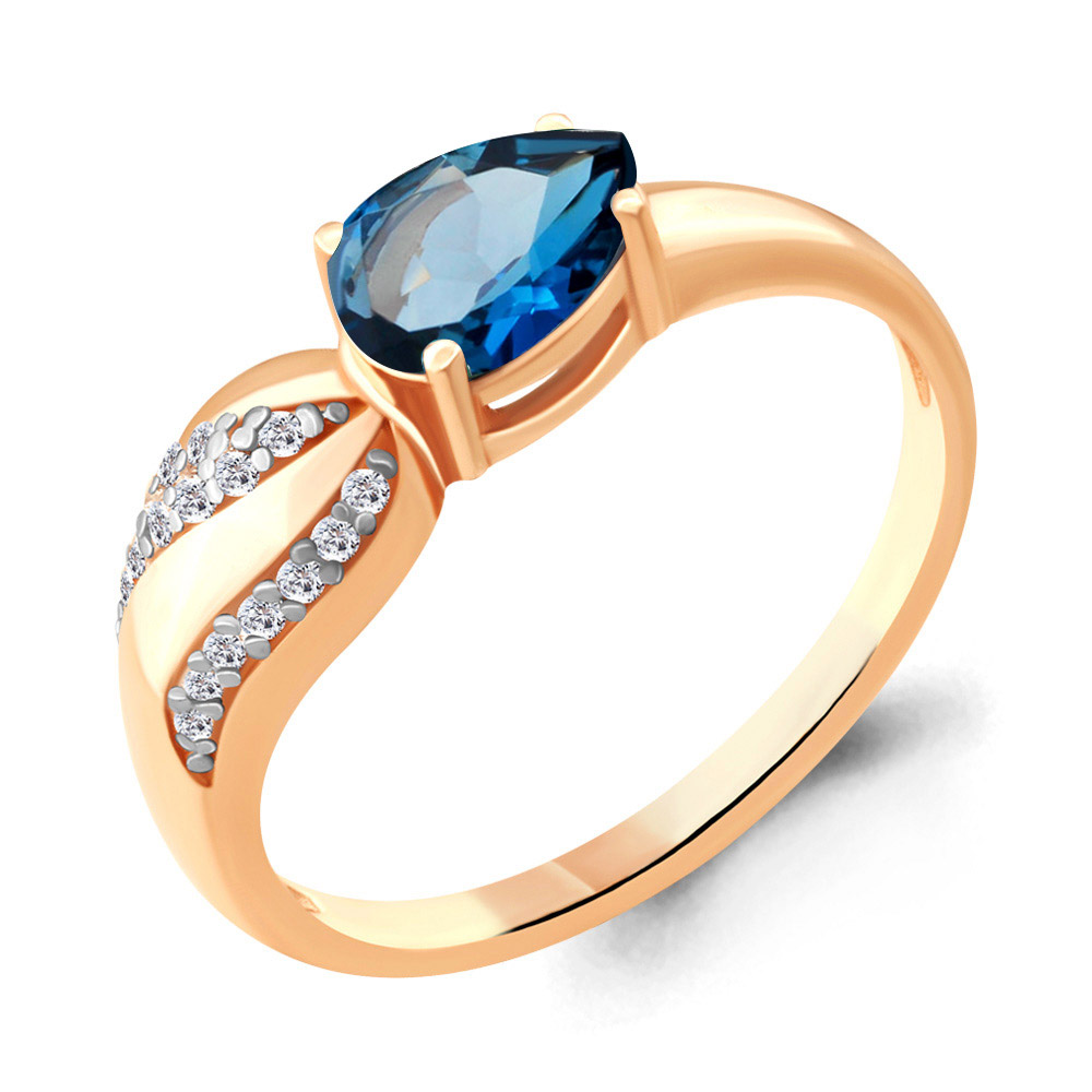 

Кольцо из серебра с топазом\фианитом Aquamarine Aquamarine 6904108А_925_з р, 6904108А_925_з
