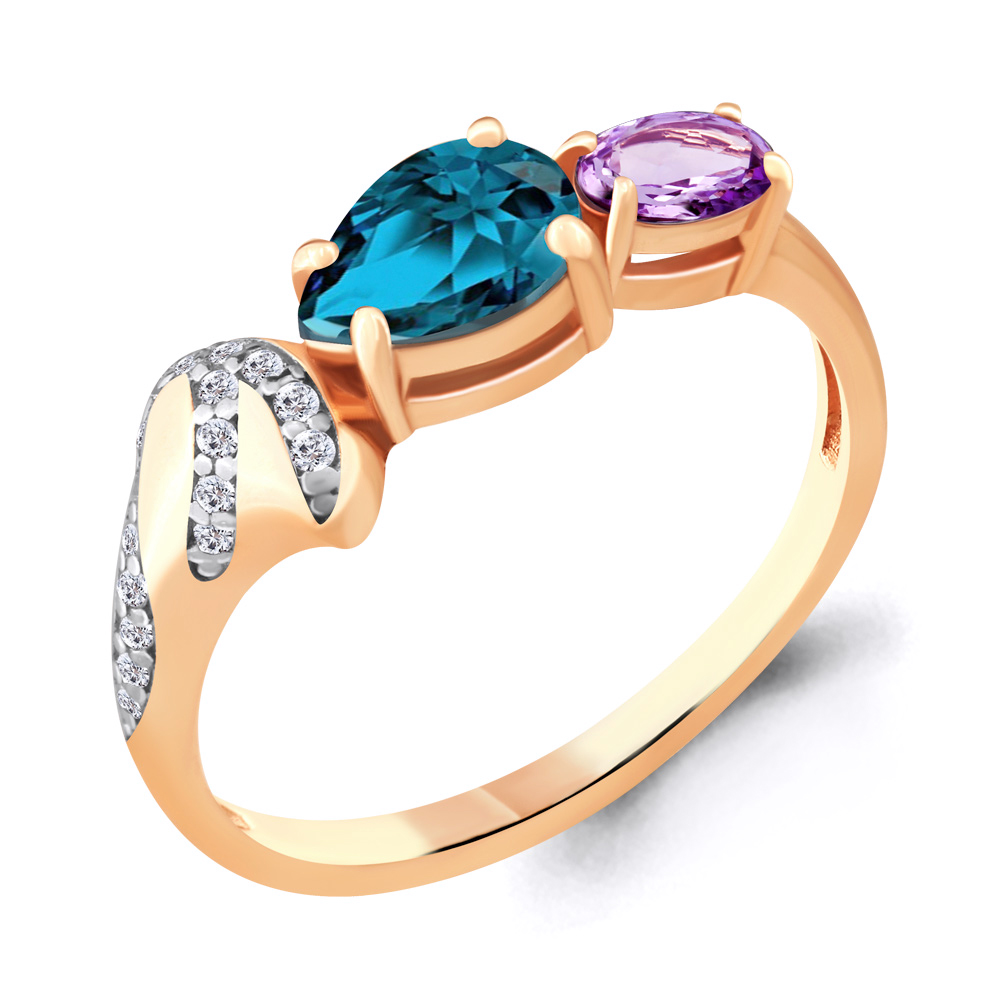 

Кольцо из серебра с топазом\аметистом Aquamarine Aquamarine 6903930А_925_з р, 6903930А_925_з