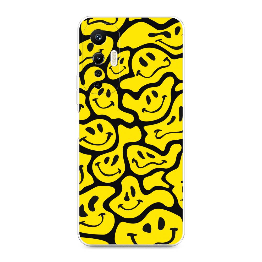 

Чехол на Infinix Hot 20S "Расплывчатые смайлики желтые", Черный;желтый, 3103650-6