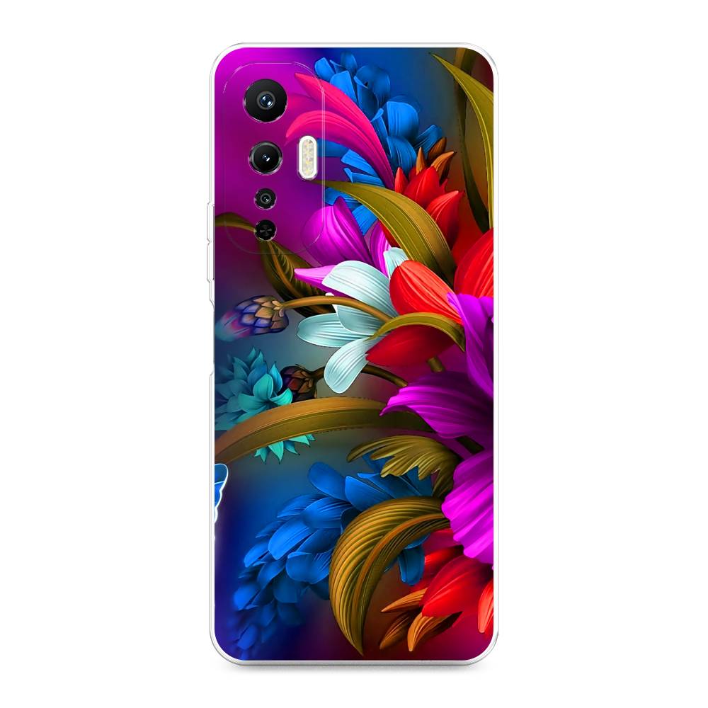 

Чехол на Infinix Hot 20S "Фантастические цветы", Фиолетовый;красный;синий, 3103650-2