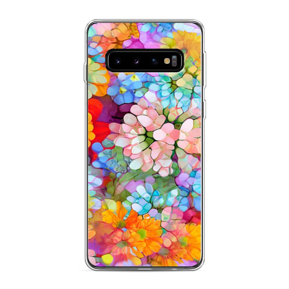 

Чехол на Samsung Galaxy S10 "Цветы витраж", Оранжевый;розовый;голубой, 27050-3