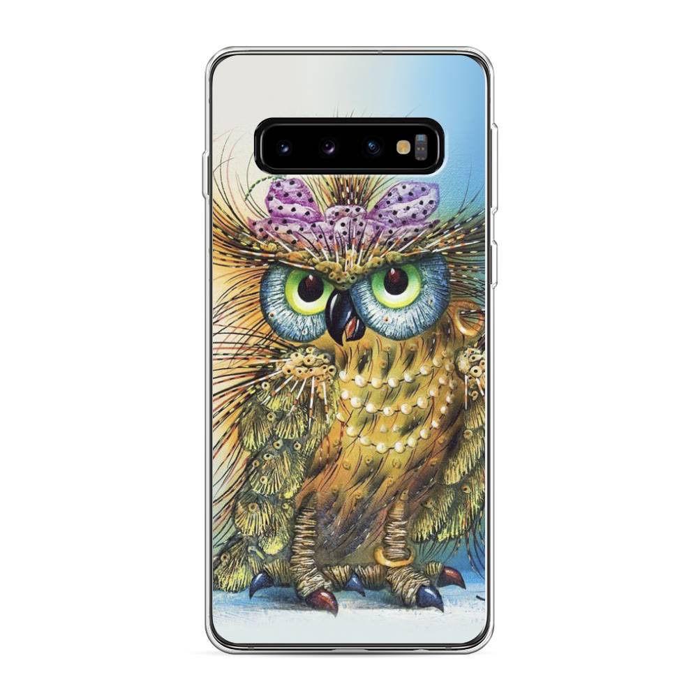 

Чехол на Samsung Galaxy S10 "Модная сова", Коричневый;голубой, 27050-1