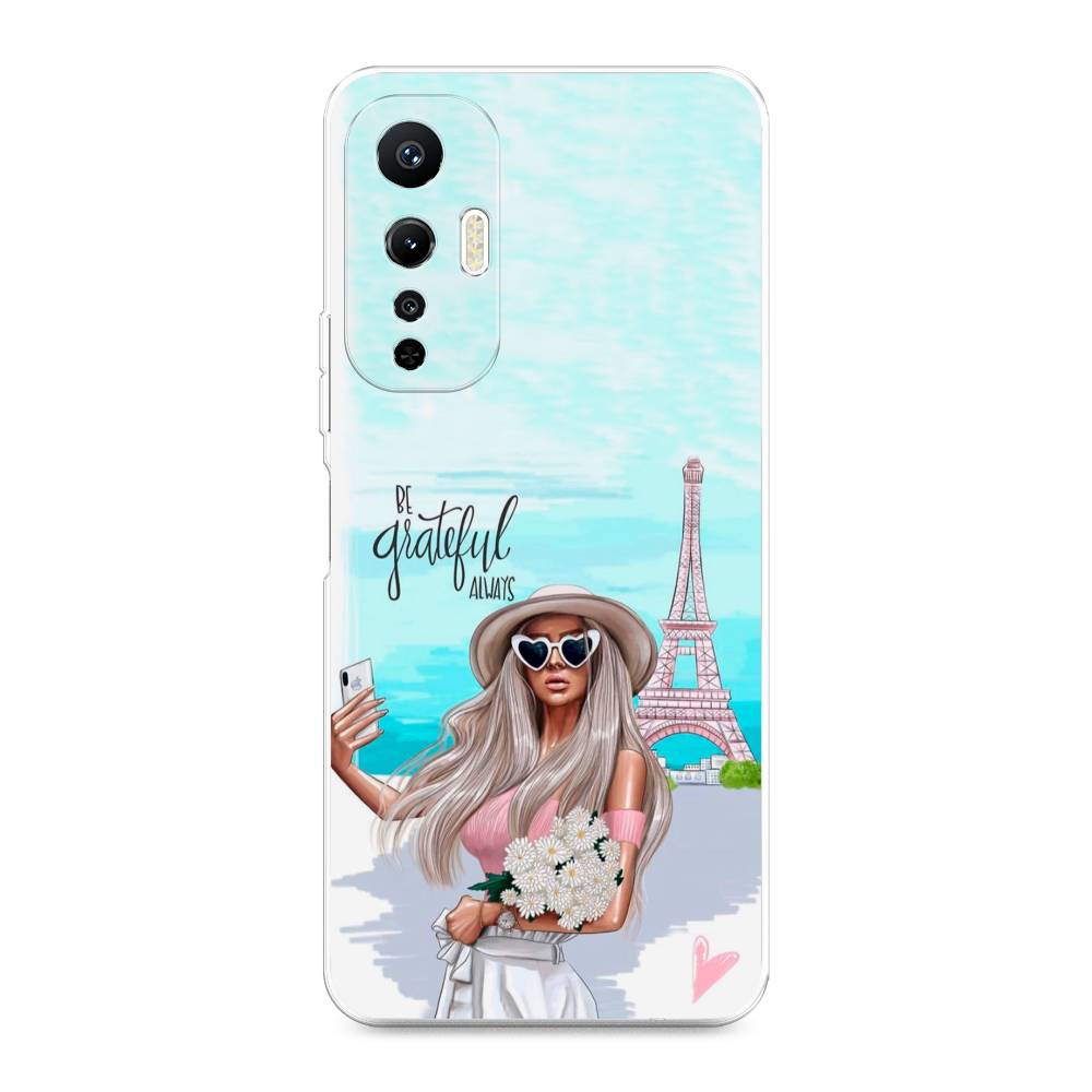 

Чехол на Infinix Hot 20S "Селфи Париж", Голубой;бежевый, 3103650-6