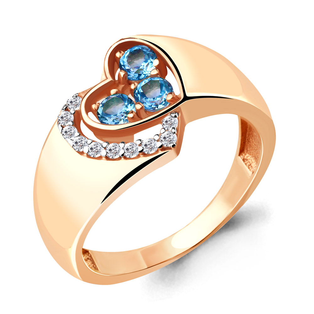 

Кольцо из серебра с топазом\фианитом Aquamarine Aquamarine 6901205А_925_з р, 6901205А_925_з